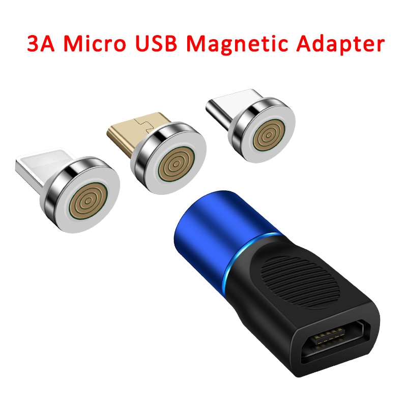 3A Magnetische Micro Usb Snel Opladen Adapter Micro Usb Vrouwelijke Converter Voor Iphone Xiaomi Redmi Huawei Samsung S7 S6 Rand QC3.0