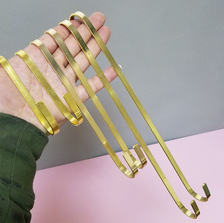 Gancho de ganchillo para colgar la puerta o la pared, accesorios de decoración del hogar, gancho largo S para tienda de ropa, colgador plano dorado, estante de exhibición