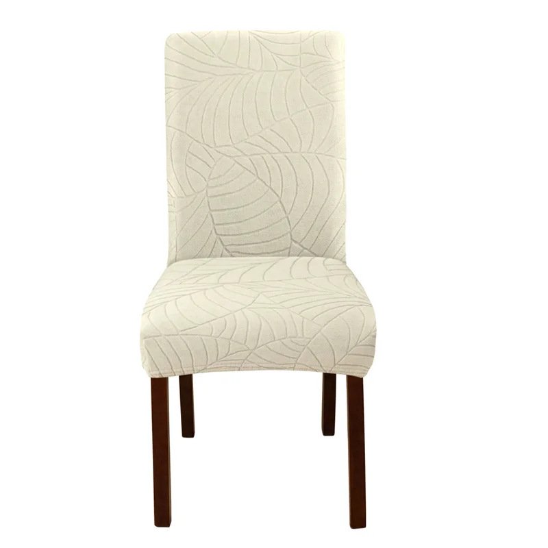 1PC Leaf Jacquard Chair Covers Removable Stretch universal Chairs Cover Solid Color Seat Covers for Dining Room Hotel Banquet: Yellow