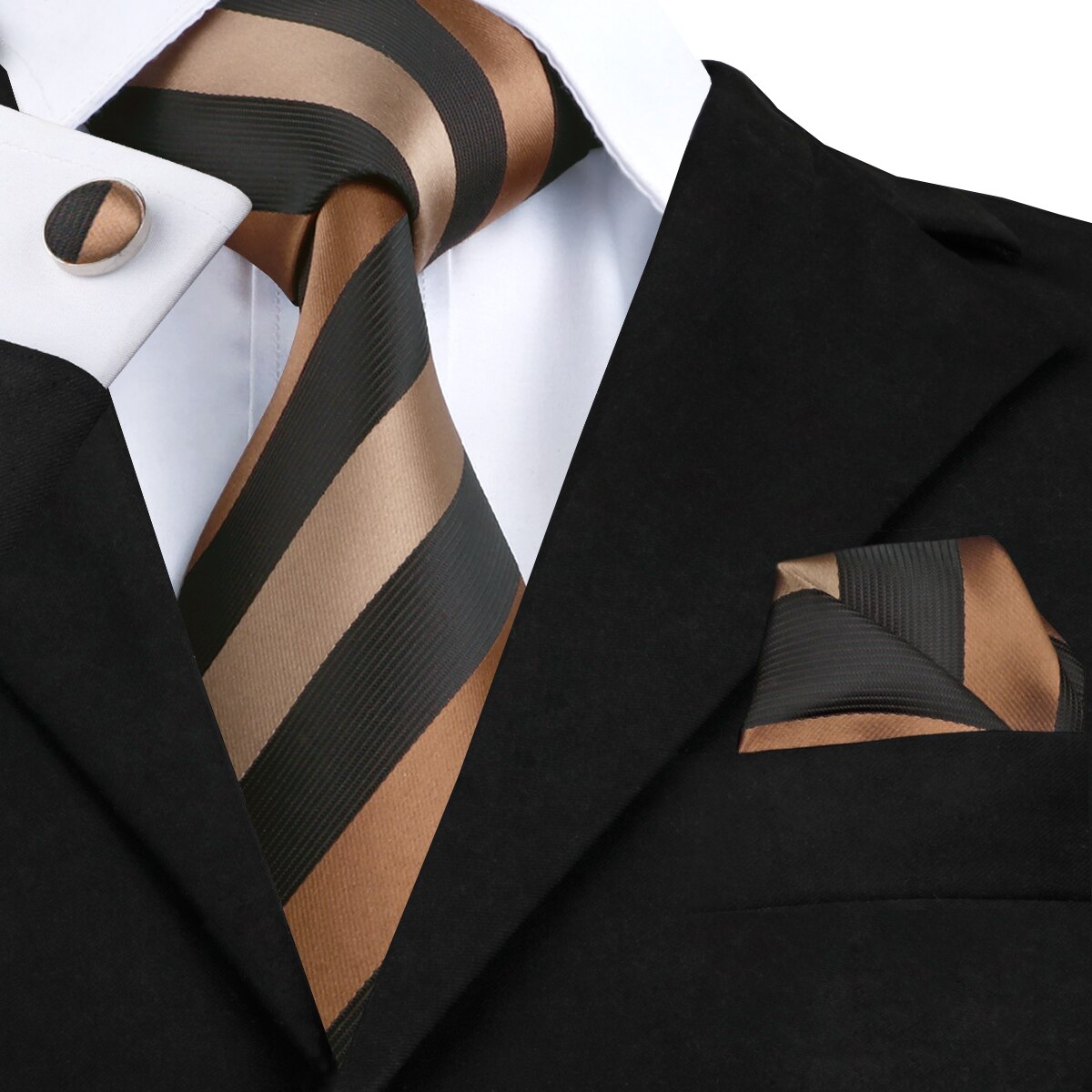 Hi-Tie, nueva corbata gris clásica para hombres, tela de seda Jacquard, juego de gemelos y pañuelo tejido para hombres, de , corbatas de seda SN-1466