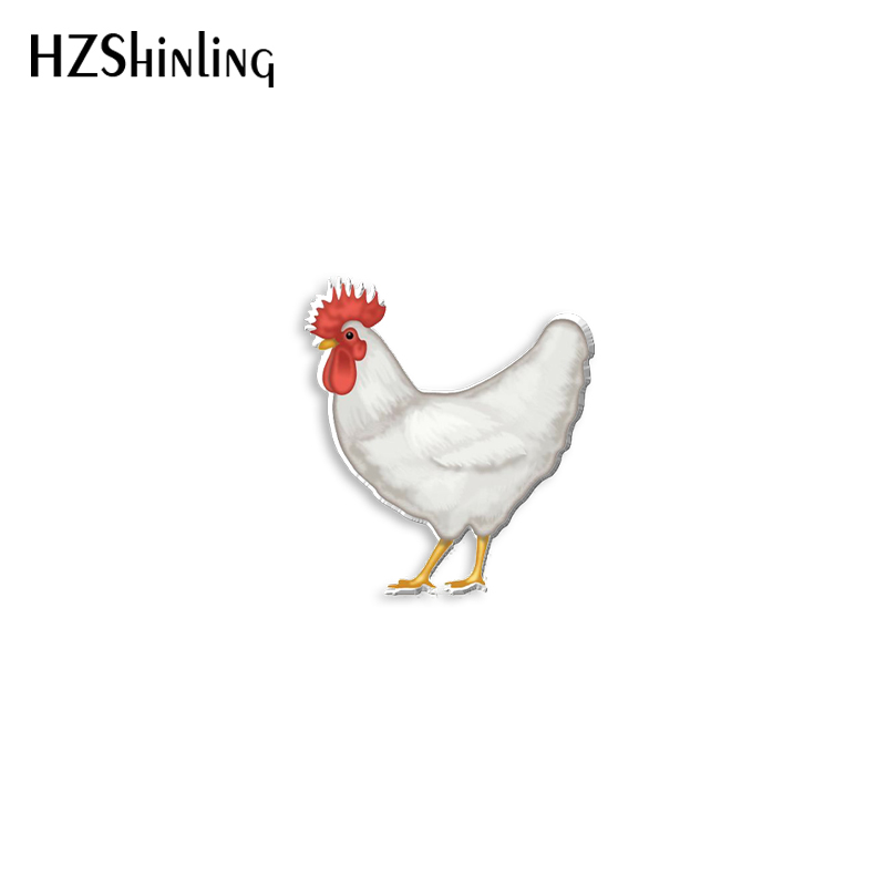 2023 Leuke Kip Acryl Revers Pin Haan Epoxy Vlindersluiting Pin Handgemaakte Vlinder Broche: Silver Plated