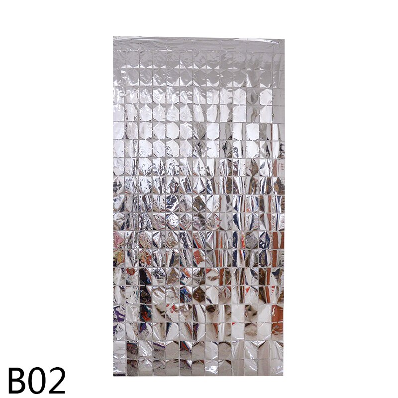 1Pcs Metalen Folie Metalen Draad Kwastje Bruiloft Verjaardag Wanddecoratie Achtergrond Deuren En Ramen Vierkante Regen Gordijn Muur Gordijn: B02