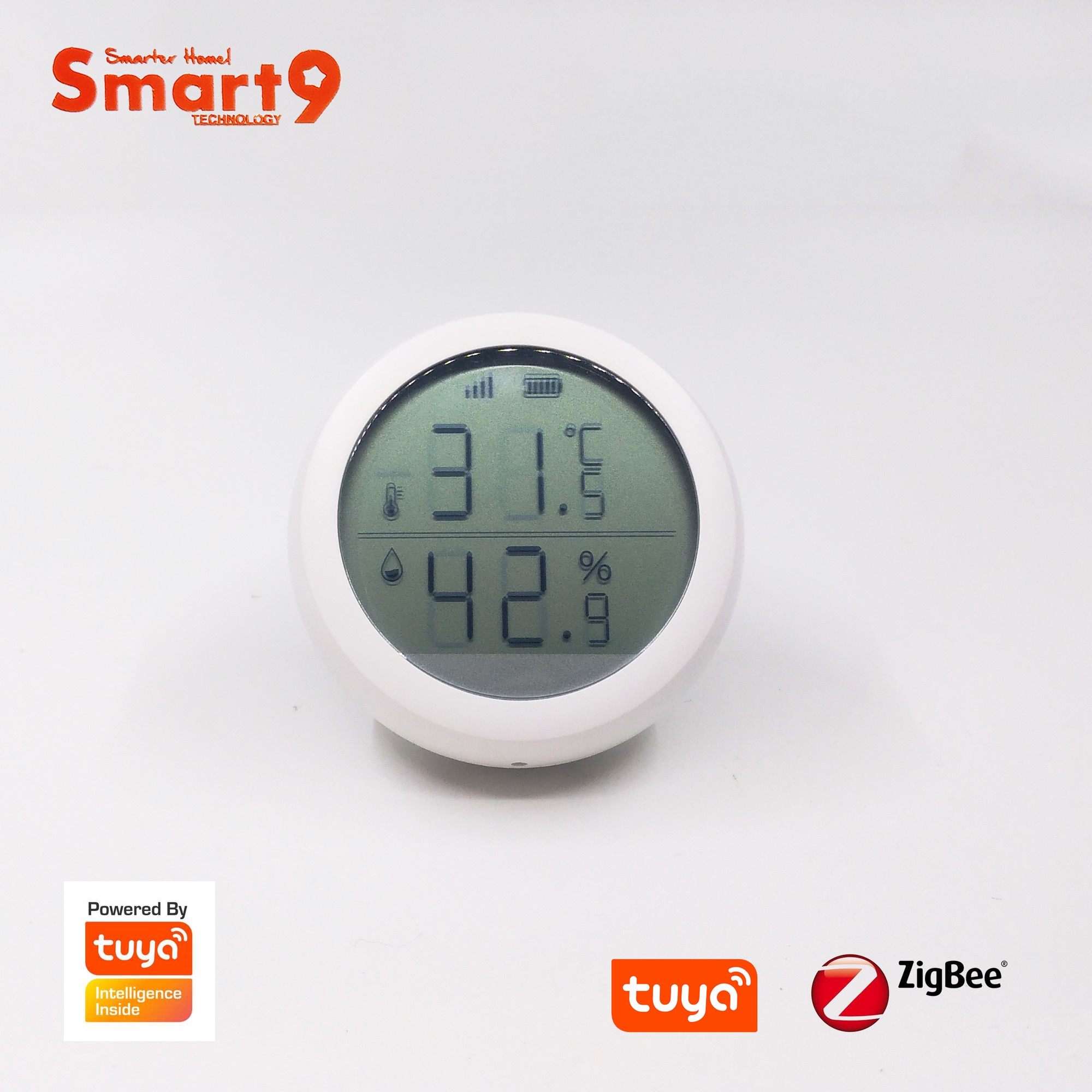 Smart9 ZigBee Temperature and Humidity Sensor With LCD Screen Display working with TuYa ZigBee Hub, Battery Powered Smart Life