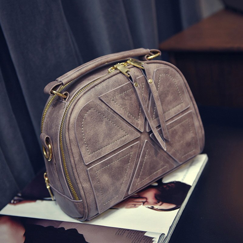 Women‘s Handbags Leather Zipper Shoulder Bags Female Vintage Clutch Crossbody Messenger Bags Ladies Sewing Line Shell B