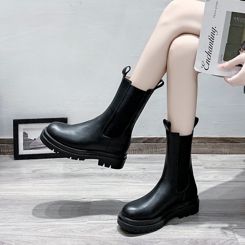 Chunky Boots Woman Shoes Winter Luxury Brand Chelsea Heel Female Platform Boots Lasdies