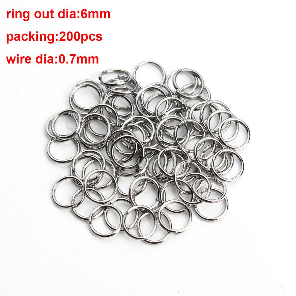 Anillos abiertos de acero inoxidable para hacer joyas, 3-10mm, 100 Uds., bucle de enlace para DIY, conector,: 0.7x6mm steel 200pcs