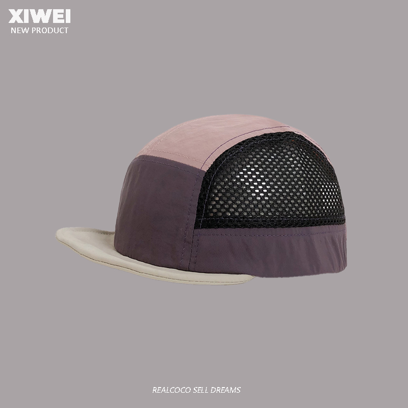 Verão nova moda contraste cor emenda malha bonés de beisebol feminino acampamento ao ar livre proteção solar de secagem rápida chapéu masculino: ROXO
