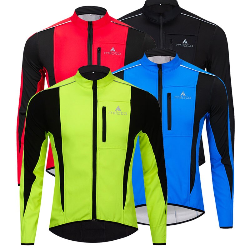 Reflekterande cykeljacka herr termisk fleece varm vindjacka vintersport cykelkläder utomhus vattentät mtb cykeljackor