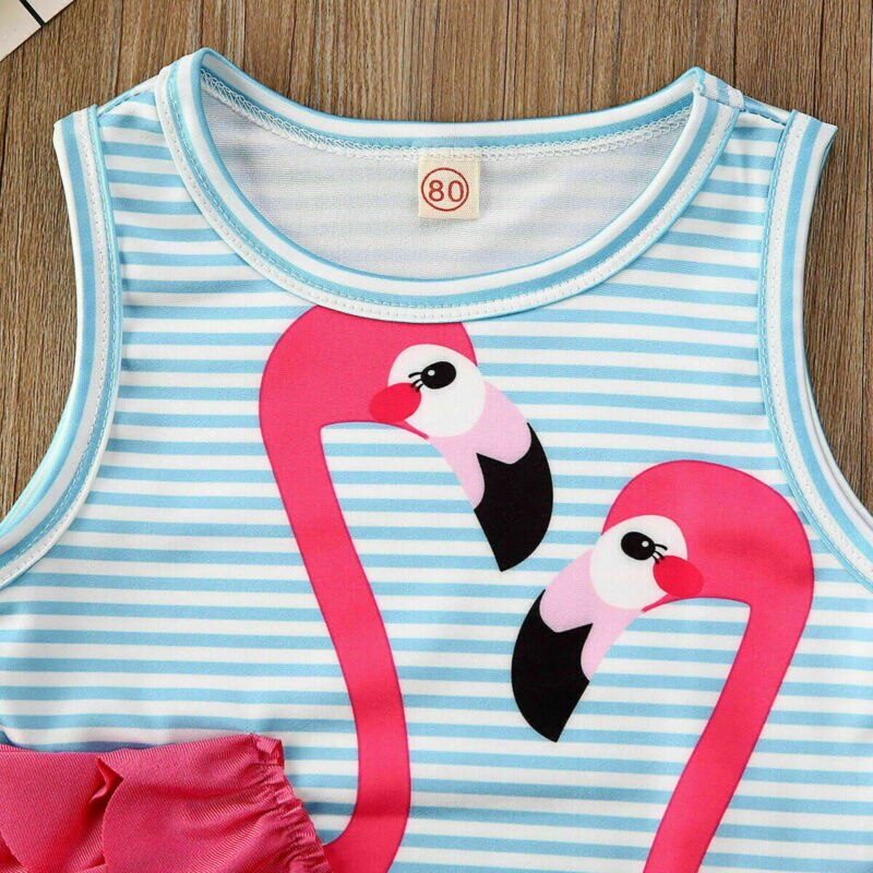 Zomer Kid Baby Meisjes Peuter Flamingo Tankini Bikini Set Badmode Badpak