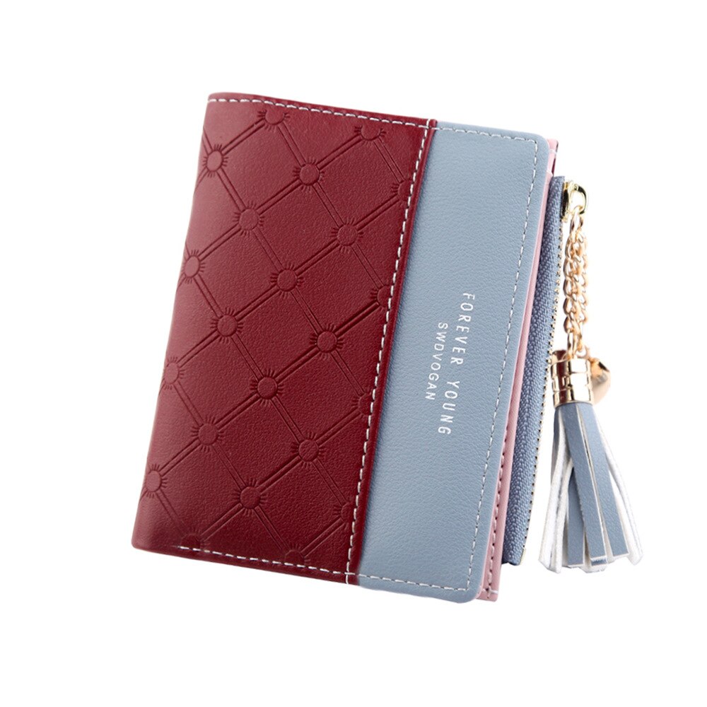 Hensen Products Wallet Women's Japanese Korean Hipster Buckle Wallet Zipper Multi-functional Short Purse: 004 2 Red