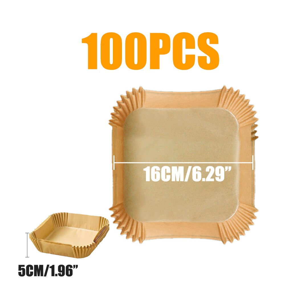 Air Fryer Special Paper High Temperature Oil-absorbing Paper Food Pad Paper Baking Disposable Home Baking Oven Air Fryer Pad: 100 Pcs 16cm Square