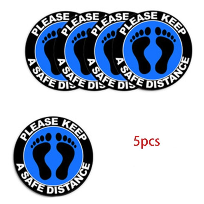 5pcs Please Keep Social Distancing Floor Sign Safety Distance Adhesive Sticker Marker for Supermarket Hospital: E