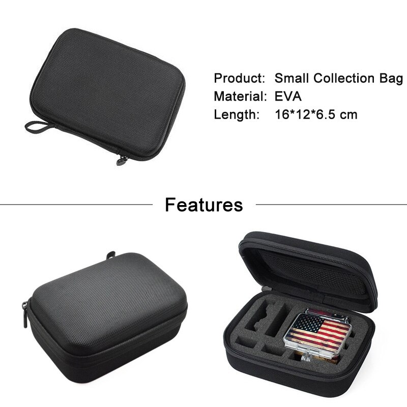 Sport Kamera Tragbare Lagerung fallen Sammlung Tasche für GoPro Held 8 7 6 5 4 Sitzung SJCAM Xiaomi Yi 2 4K Mijia Gehen Profi Zubehör: S  16 x12x6.5 cm