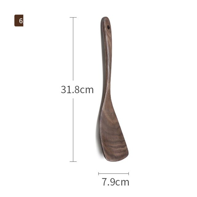 Black Walnut Spoon Cooking Hand Polished Pan With Wooden Spoon Spatula Wooden Spoons Japanese Soup Dessert Spoon Tableware: 6