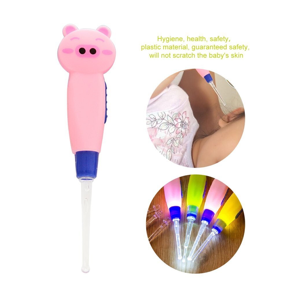 Oor Lepel Reiniging Met Led Verlichting Leuke Cartoon Dier Afneembare Oorsmeer Remover Tool Veiligheid Cleaner Lepel Voor Kinderen Gezondheid