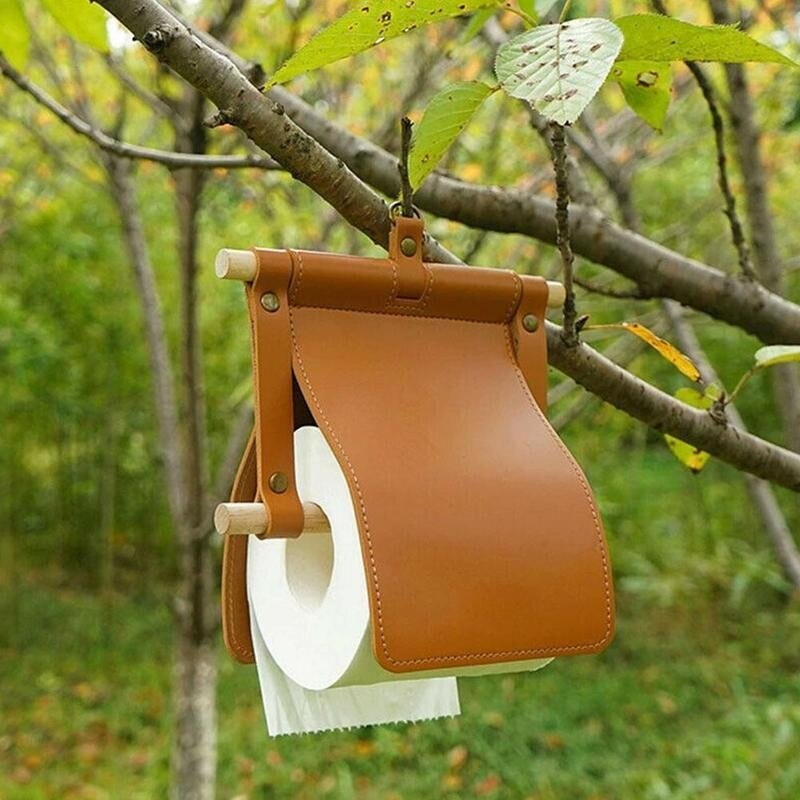 Nordic Toiletrolhouder Faux Leer Thuis Opknoping Papier Outdoor Rolhouder Hout Box Tool Camping Picknick Kunstleer Ti r4Q8