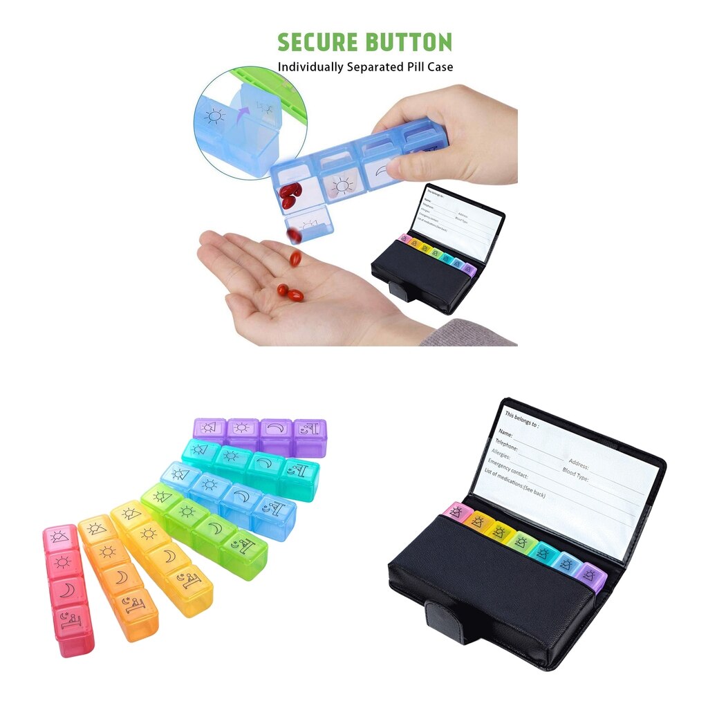 28 Slots 7 Day Pill Medication Dispenser Organizer Box For Vitamins