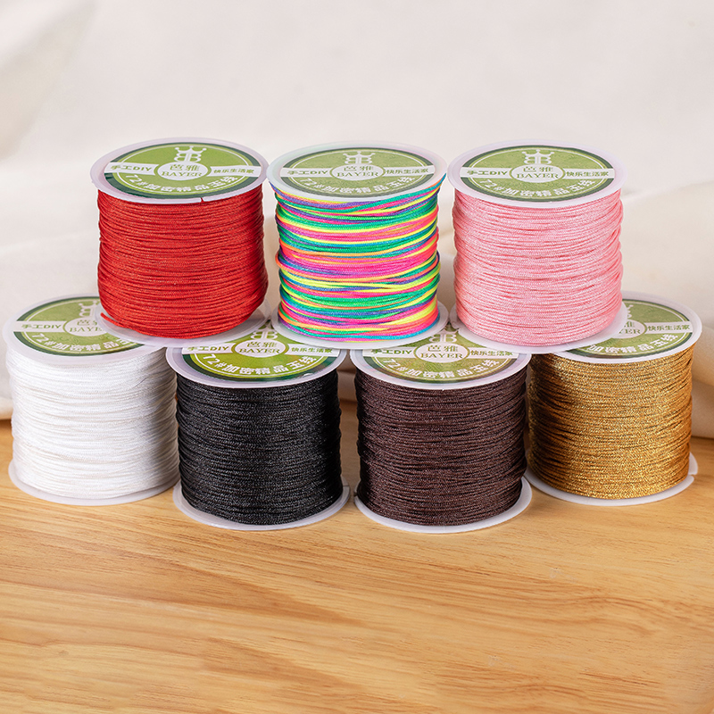 Juego de cables de nailon con nudo chino, cuerdas de macramé, pulsera, collar, cuerda trenzada para bricolaje, borlas, cuentas, línea de cuerda Shamballa