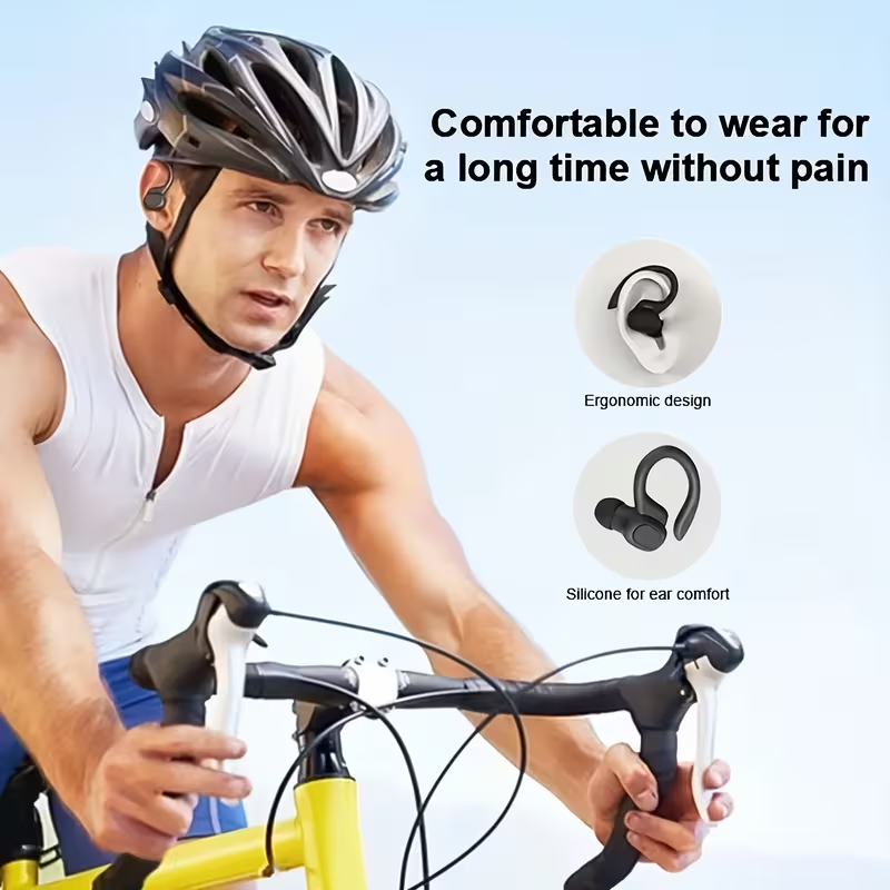 Cuffie stereo bluetooth wireless originali con gancio auricolare, auricolari sportivi impermeabili per allenamento, sport e corsa
