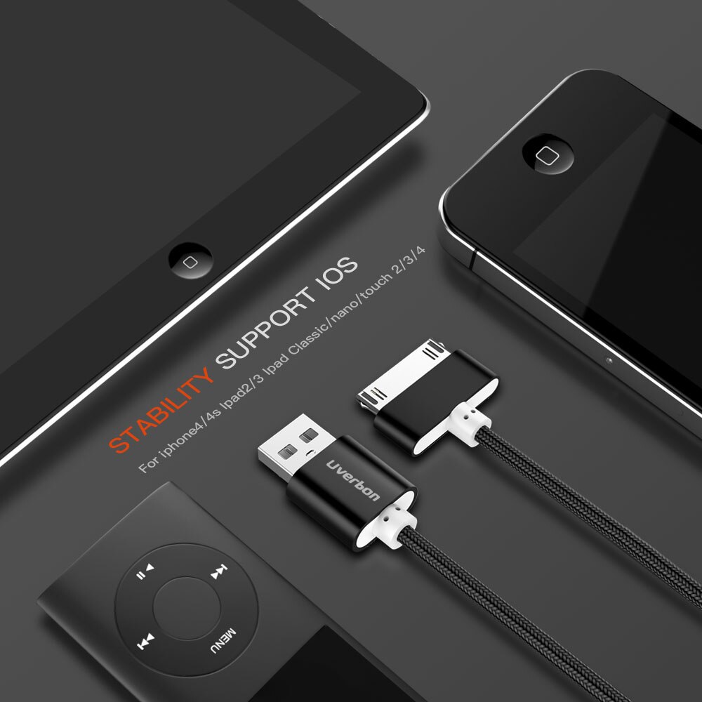 Dla iphone 4 kabel USB robić ładowania 30 Szpilka pleciony nylon wysokiej jakości USB robić synchronizacji danych kabel robić ładowania dla iphone 4s iPad 2 3 4 ipoda