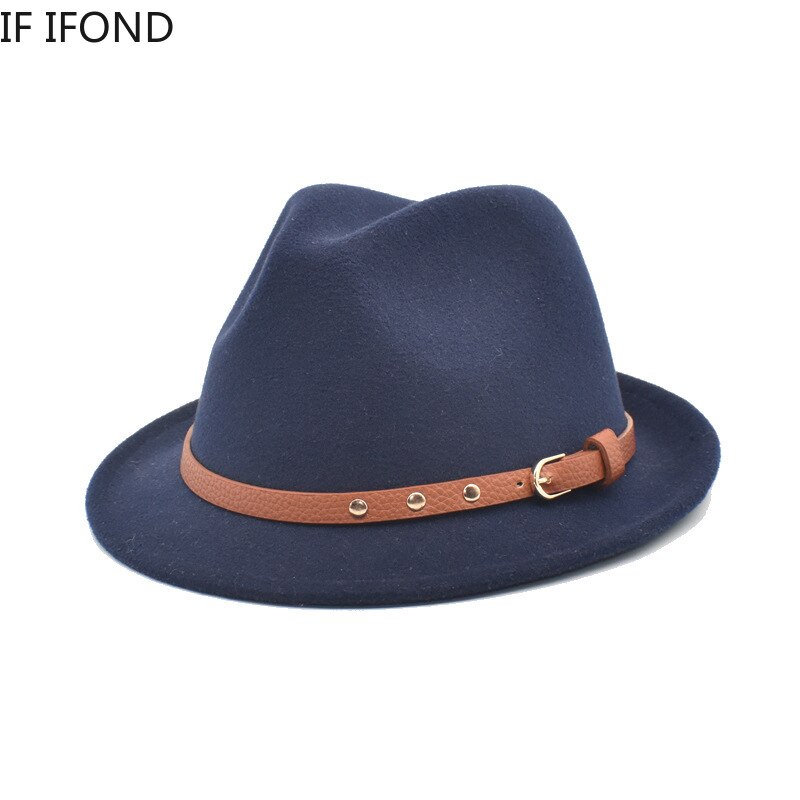 Casquette de Jazz pour homme, chapeau solide, Vintage, en feutre, collection automne et hiver
