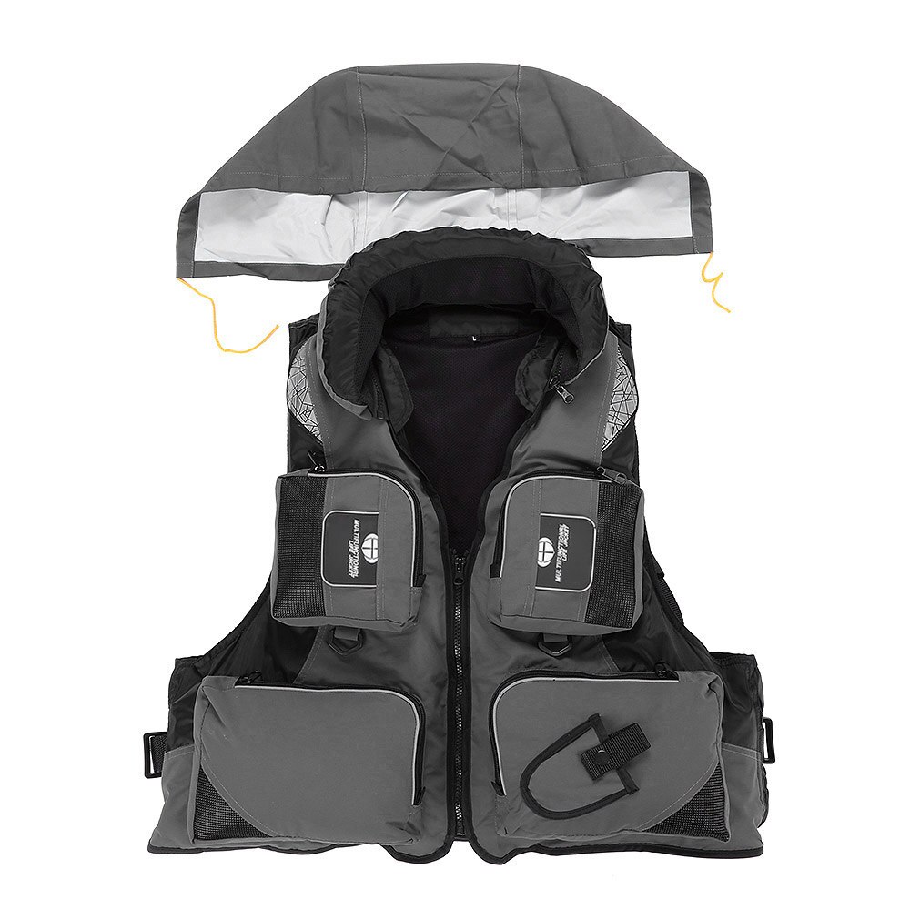 L-XXL Life Jacket Vest Fishing Polyester Adult Safety Life Jacket Survival Life Vest Swimming Boating Drifting: Grey / L