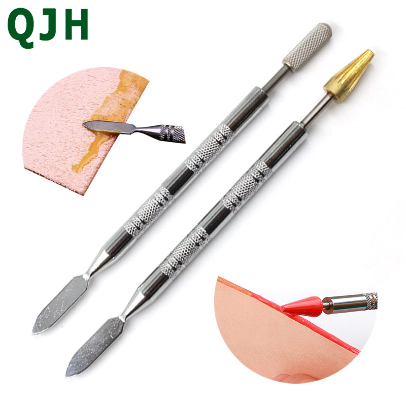 DIY Dual Head Brass Top Leather Edge Oil Painting Pen Gluing Dye Pen Applicator Edge Paint Roller Tool for Leather Craft Tools
