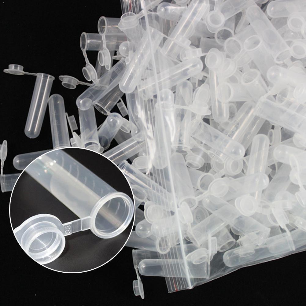 50pcs/set 5ml Plastic Sample Bottle Small Bottle Test Storage Bottles Mini Tube Containers White A2M8