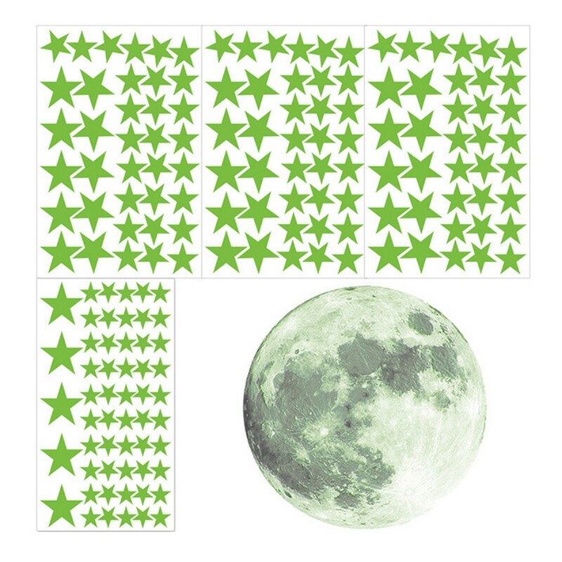 166 stk glød i mørket væg klistermærker lysende stjerner måne klistermærke diy nat børneværelse soveværelse. hjem mærkater indretning
