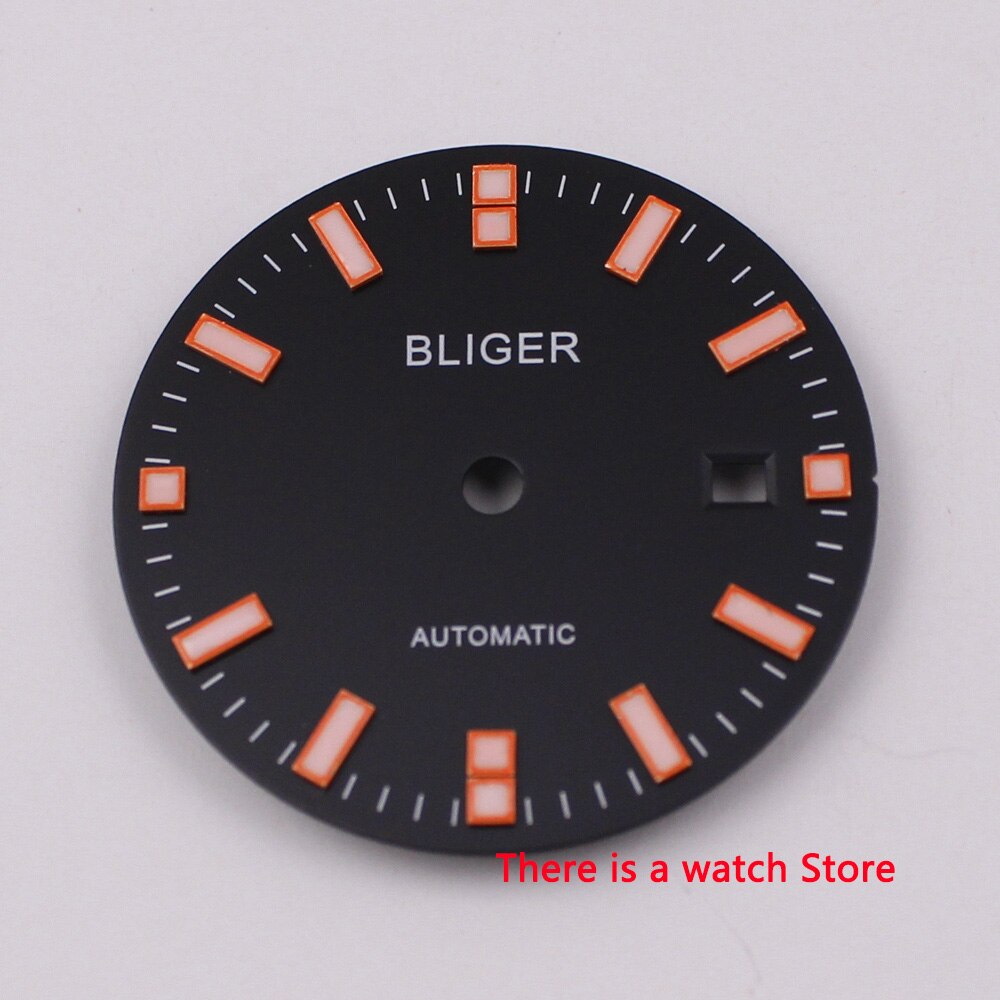 31.5 Mm Black Watch Gezicht Heren Horloge Datum Venster Horloge Dial Fit Voor Mingzhu 3804 (Gmt) automatische Beweging