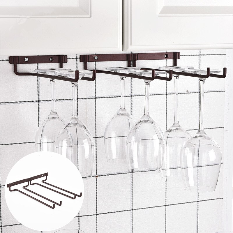 1pc vægmonteret køkken dobbelt række vinglas holder bar bæger kop hængende opbevaringsstativ
