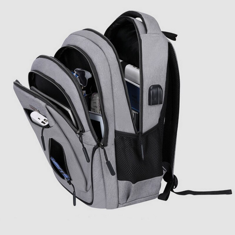 Big Capacity 15.6 Laptop Backpack Men Oxford Gray High School Bags Boys Teen College Student Back Pack Multifunctional Bagpack