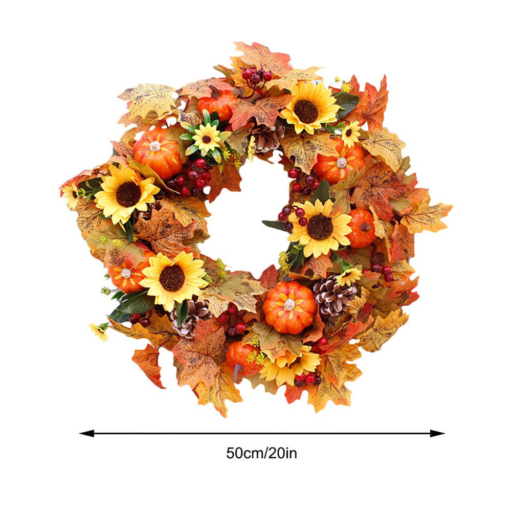 Tema de otoño puerta corona Artificial de cono de pino Arce Artificial guirnalda tela corona de mimbre Día de Acción de Gracias de la decoración del hogar: C