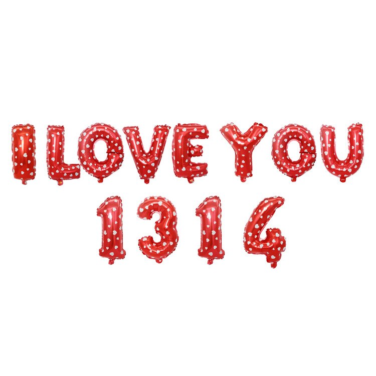 I Love You Ballon 16Inch I Love U 1314 Brief Ballonnen Wedding Party Decoratie Arrangement Aluminiumfolie Ballonnen: Red