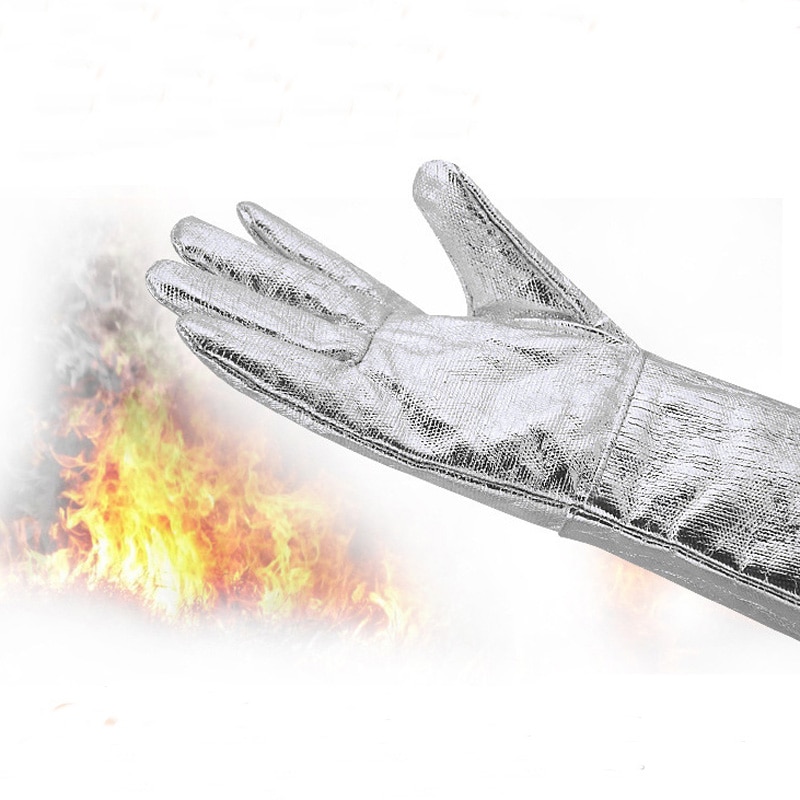 Anti-verbrühungen Handschuhe Feuerfeste Aluminium Folie Wärmedämmung Handschuhe Industrie Klasse Ofen Wärme-beständig schützend Sicherheit Handschuh