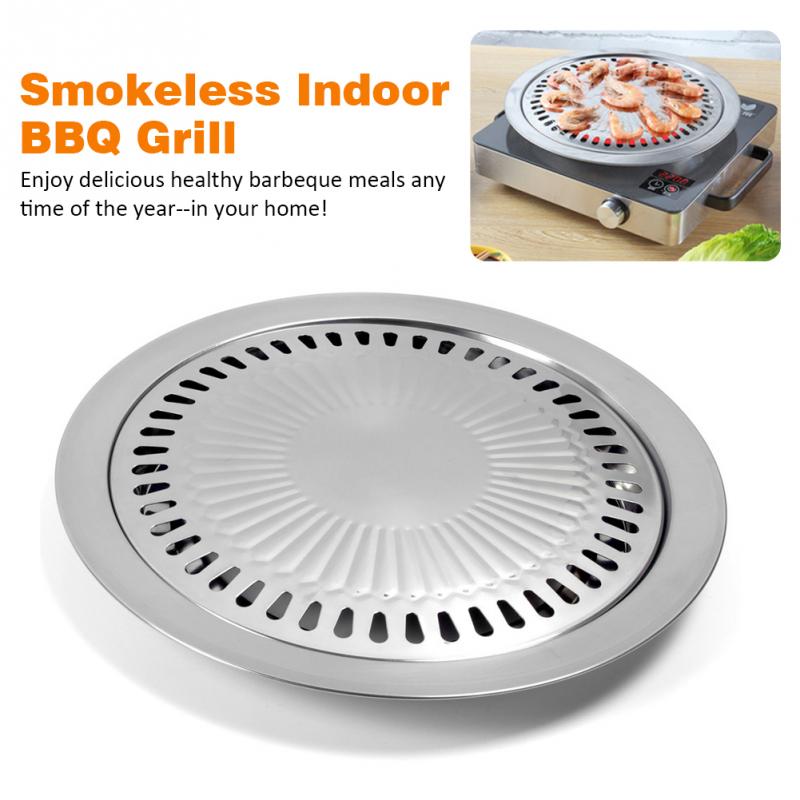 Stovetop House Camping Picnic Indoor BBQ Grill REUSEABLE Outdoor Smokeless Plate Stainless Steel BBQ Grill Tray Grill Barbecue