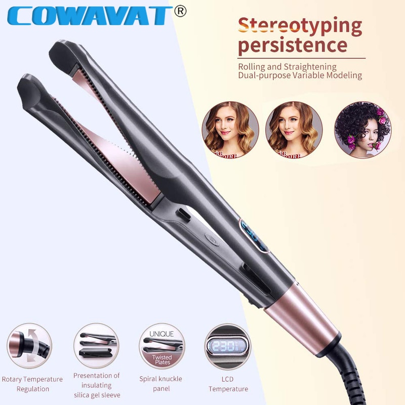 2-in-1 Twist Haar Krul & Stijltang - Toermalijn Keramiek - Max 230°C - Dubbele Spanning