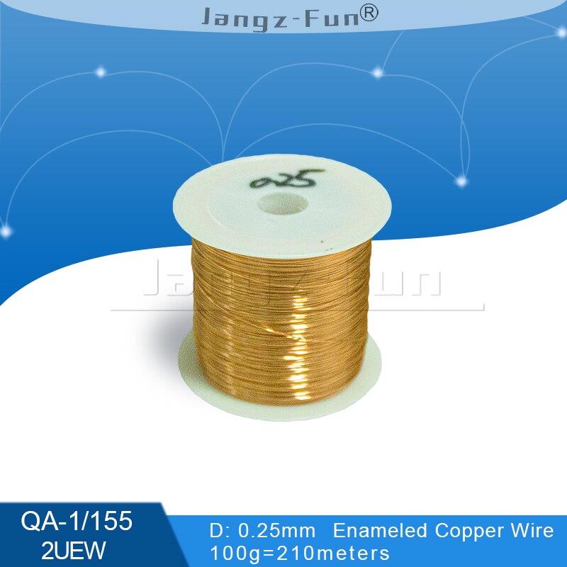 100g polyuretanemaljerad koppartråd lackerad diameter 0.1mm to 0.4mm qa -1/155 2 uew för transformatortrådbygel: 0.25mm 210 meter