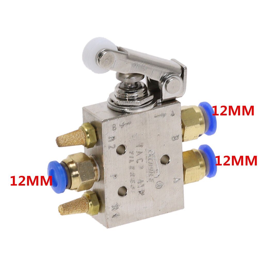 TAC2-41P Exhaust valve 2 Position 5 Way Roller Lever Mechanical Valve Pneumatic valve switch 1/8" Female Thread w Fittings: 12MM