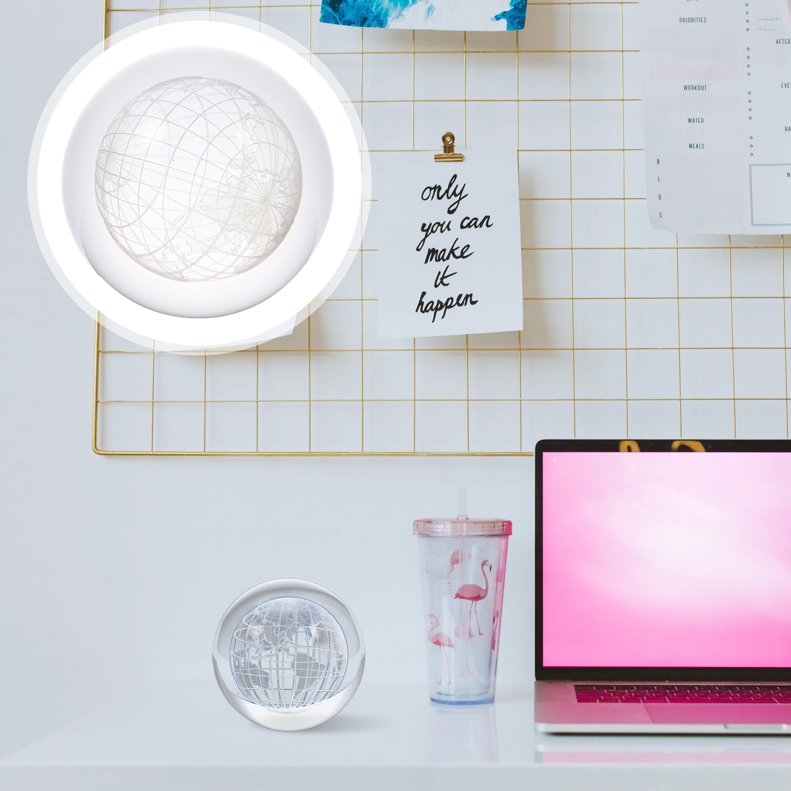 1Pc Carved Crystal Household Furnishing Office Desktop Decor Crystal: Earth pattern