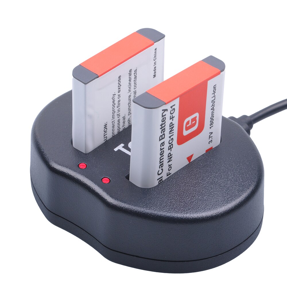 Tectra NP-BG1 NPBG1 NP BG1 caricatore doppio USB a 2 porte per Sony cyber-shot DSC-H10 DSC-H20 DSC-H50 fotocamera DSC-H70