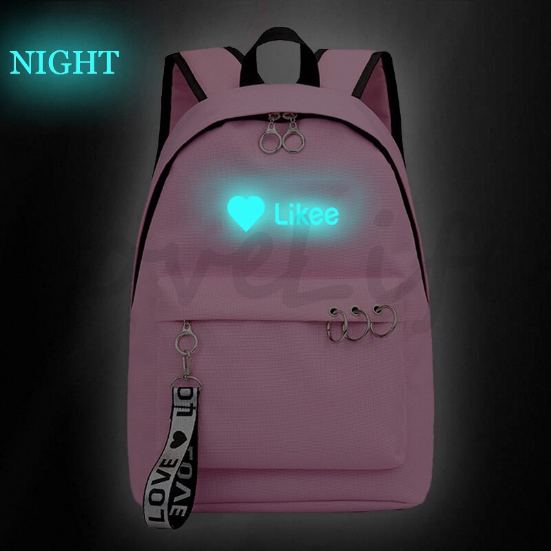 Likee live Luminous backpack Mochila Boys Girls Bookbags Children School Bags Teens back to school Black Pink Travel bags: 4