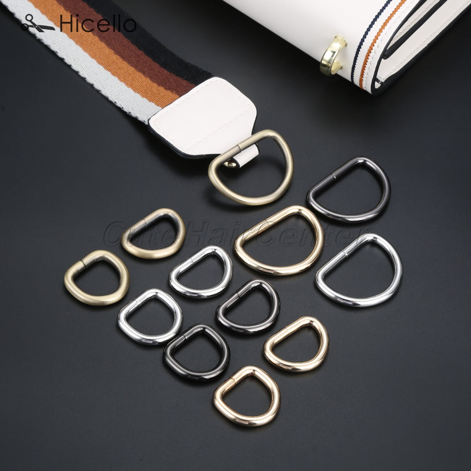 10pcs D Ring Metal Buckle Dee Clasp 20mm 25mm 38mm Gold Silver Black Bronze DIY Belt Strap Chain Luggage Leather Bag Hicello