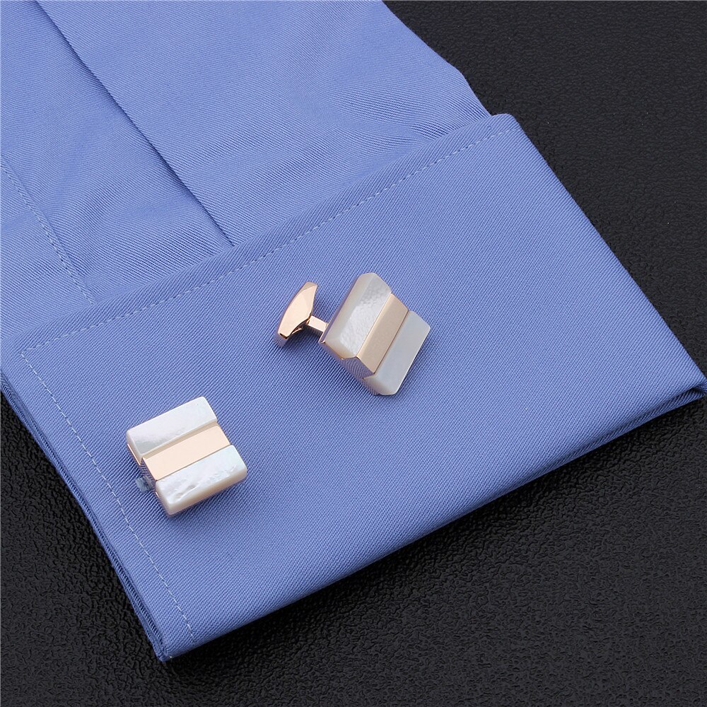 Men Jewelry Mother of Pearl Cufflinks Simple Stone Cufflinks for Men Shirt Nature Stone Rose Gold cuff links