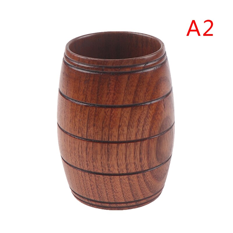 Træ kop naturlig klassisk håndlavet stor mave øl kaffe mælk juice te kop tumbler: 2