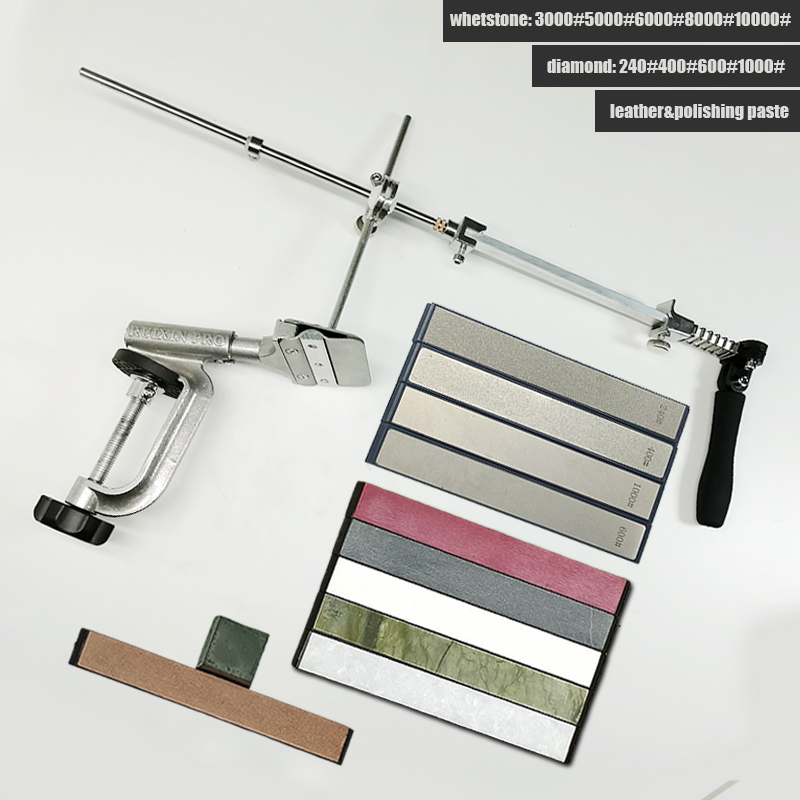 Ruixin pro RX008 Aluminium alloy Knife sharpener system fixed angle sharpener sharpening stones kitchen tools grinding kit: 4jin 5p pg