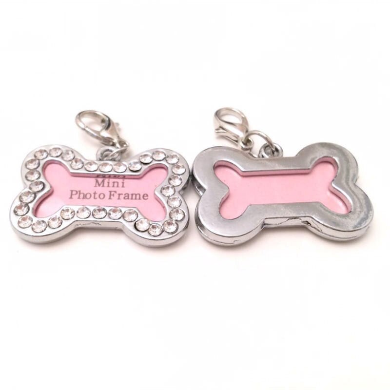 Kæledyrs-id-mærke til kat og hvalp mini anti-tabt knogleformet hund fotonavn adressebog adressemærker til hunde kæledyrshalsbånd etiket vedhæng