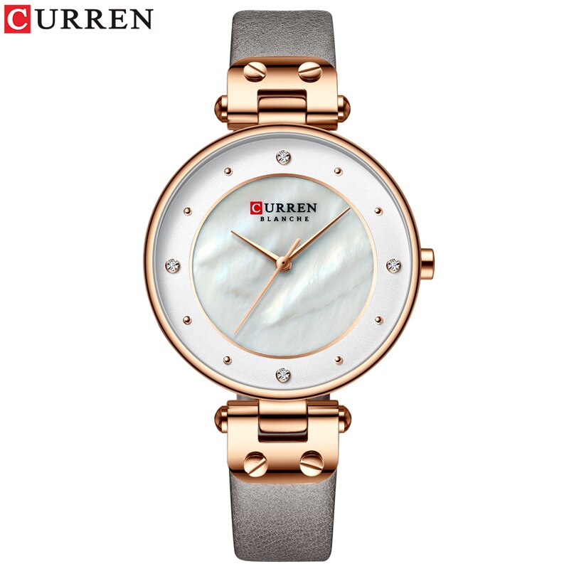 CURREN Eenvoudige Steentjes Charmant Horloge voor Dames Quartz Horloges Lederen Band Klok Vrouwelijke Horloge Dress Horloge: rose gold watch