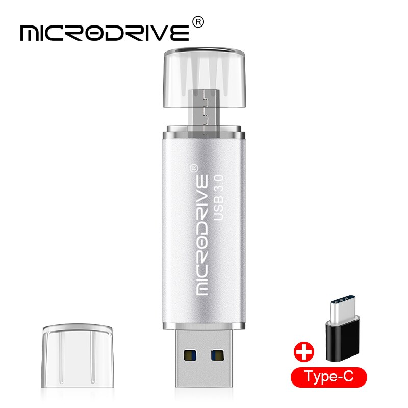 3 In 1 Usb 3.0 OTG USB flash drive for SmartPhone/Tablet/PC 16GB 32GB 64GB 128GB Pendrive High speed pen drive for type-c phone: 32GB / Silver