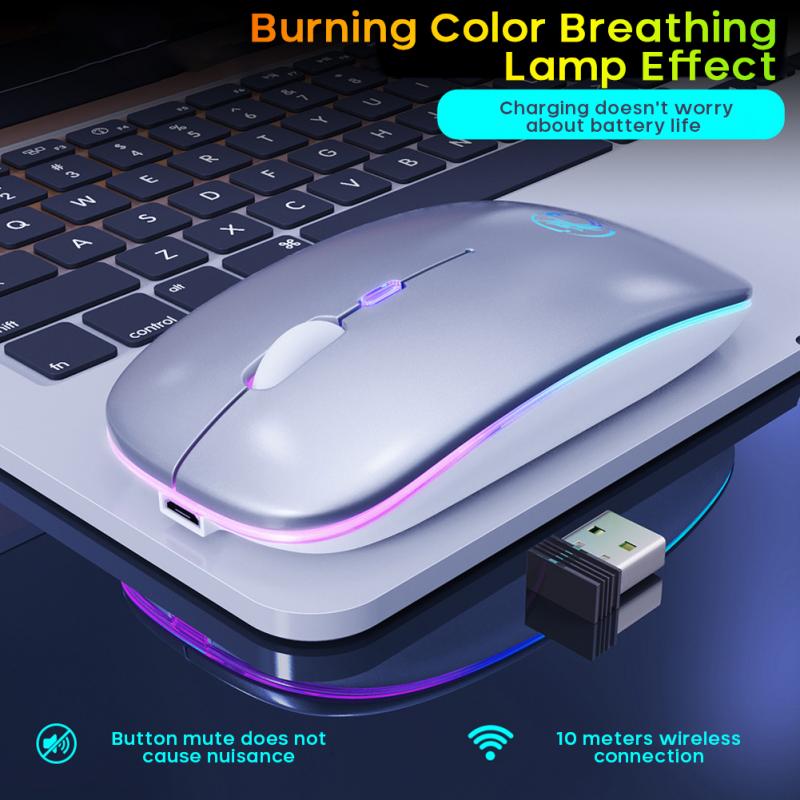 9 tipi di Mouse Senza Fili Bluetooth RGB Ricaricabile Mouse Senza Fili Del Computer Silenzioso Mause Retroilluminato A LED Gaming Mouse Per Il Computer Portatile Del PC: B RGB